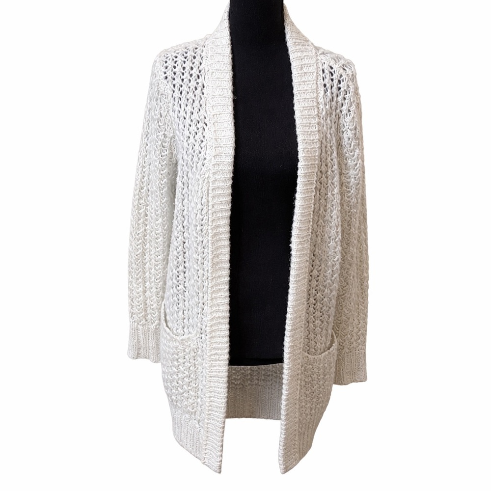 Willow & Clay Cream Chunky Open Knit Long Cardigan Sweater XS